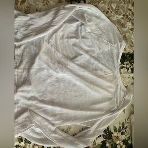 White Ribbed Long Sleeve Top Small